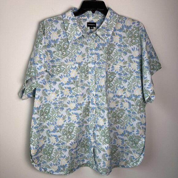 Summersalt Shirt The Poolside Poplin Button-Down Secret Garden Blue Sage 2XL - Picture 5 of 11